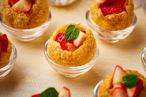 Pani puri filled with strawberries