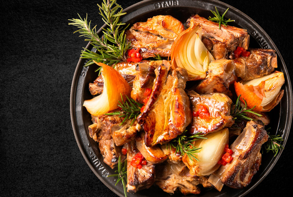 Beer-braised spare ribs, Mediterranean bar style