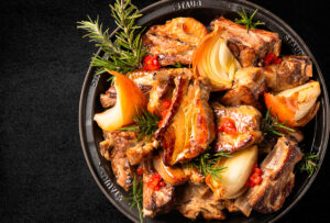 Beer-braised spare ribs, Mediterranean bar style