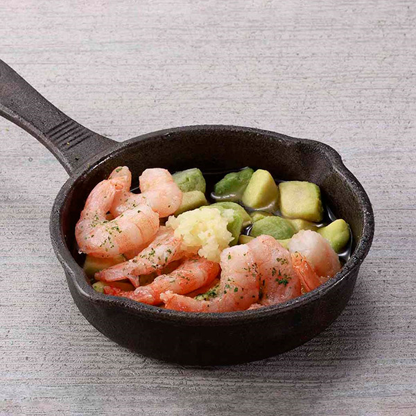 Shrimp and avocado ajillo